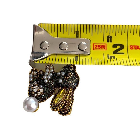 Small Bunny Rabbit Minj Brooch with Faux Pearl Tail  - Spring Easter - Picture 7 of 10